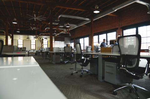Empty office as people prepare to return to work